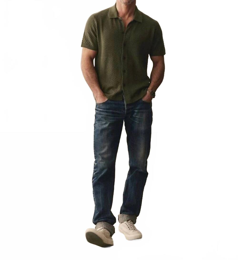 NEW TAYLOR STITCH arlo sweater polo shirt in cilantro